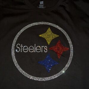 Steelers Black T-Shirt with Rhinestone Logo